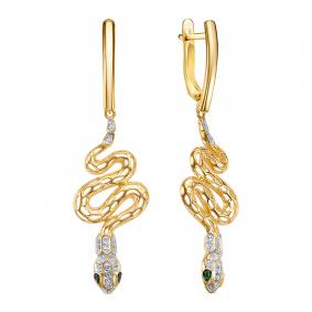 Золотые серьги КЮЗ Del'ta Dл1207603 с фианитом Dл1207603 фото