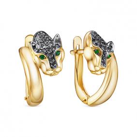 Золотые серьги КЮЗ Del'ta Dл1207652 с фианитом Dл1207652 фото