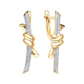 Золотые серьги КЮЗ Del'ta Dл1207704 с фианитом Dл1207704 фото