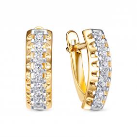 Золотые серьги КЮЗ Del'ta Dл1207721 с фианитом Dл1207721 фото