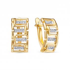 Золотые серьги КЮЗ Del'ta Dл1207750 с фианитом Dл1207750 фото