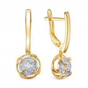 Золотые серьги КЮЗ Del'ta Dл1207752 с фианитом Dл1207752 фото