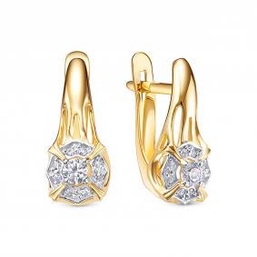 Золотые серьги КЮЗ Del'ta Dл1207761 с фианитом Dл1207761 фото