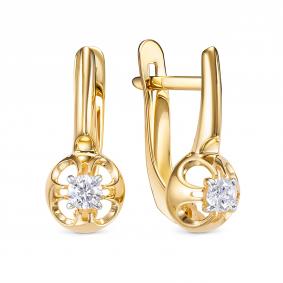 Золотые серьги КЮЗ Del'ta Dл1207775 с фианитом Dл1207775 фото