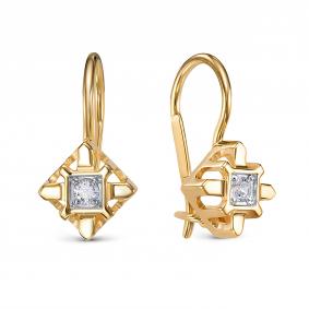 Золотые серьги КЮЗ Del'ta Dл1207781 с фианитом Dл1207781 фото