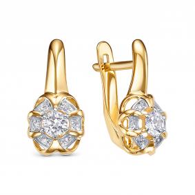 Золотые серьги КЮЗ Del'ta Dл1207814 с фианитом Dл1207814 фото