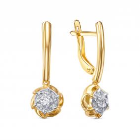 Золотые серьги КЮЗ Del'ta Dл1207828 с фианитом Dл1207828 фото