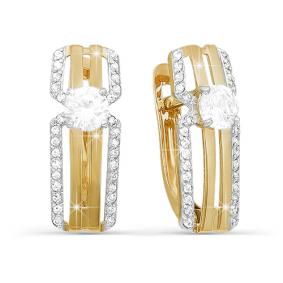 Золотые серьги КЮЗ Del'ta Dл121392 с фианитом Dл121392 фото