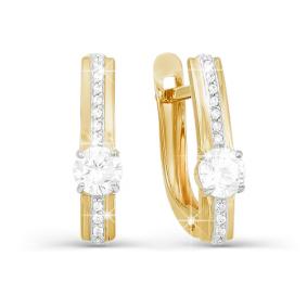 Золотые серьги КЮЗ Del'ta Dл121395 с фианитом Dл121395 фото