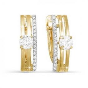 Серьги из лимонного золота КЮЗ Del'ta Dл121399 с фианитом Dл121399 фото