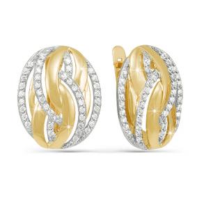 Золотые серьги КЮЗ Del'ta Dл121918 с фианитом Dл121918 фото