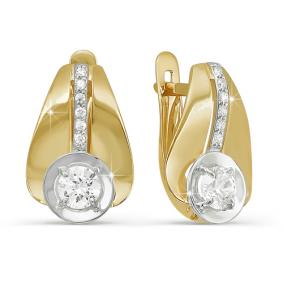 Золотые серьги КЮЗ Del'ta Dл122198 с фианитом Dл122198 фото