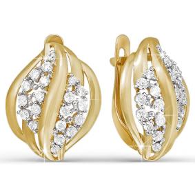 Золотые серьги КЮЗ Del'ta Dл122232 с фианитом Dл122232 фото