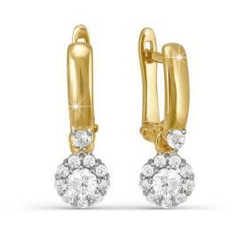 Золотые серьги КЮЗ Del'ta Dл122395 с фианитом Dл122395 фото