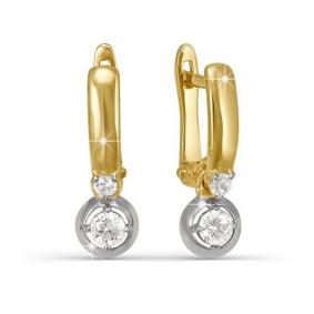 Серьги из лимонного золота КЮЗ Del'ta Dл122397 с фианитом Dл122397 фото