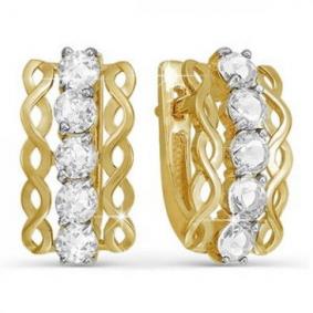 Серьги из лимонного золота КЮЗ Del'ta Dл122414 с фианитом Dл122414 фото