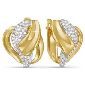 Золотые серьги КЮЗ Del'ta Dл122507 с фианитом Dл122507 фото