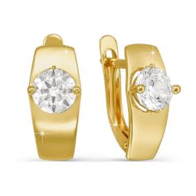 Золотые серьги КЮЗ Del'ta Dл122950 с фианитом Dл122950 фото