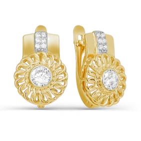 Золотые серьги КЮЗ Del'ta Dл123466 с фианитом Dл123466 фото