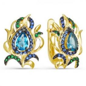 Серьги из лимонного золота КЮЗ Del'ta Dл123987 с фианитом Dл123987 фото