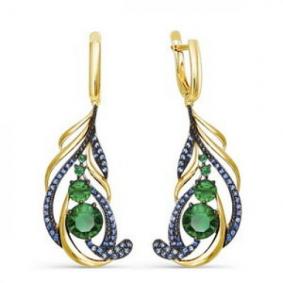 Серьги из лимонного золота КЮЗ Del'ta Dл123990 с фианитом Dл123990 фото