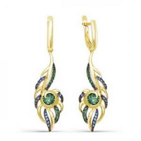 Серьги из лимонного золота КЮЗ Del'ta Dл123994 с фианитом Dл123994 фото