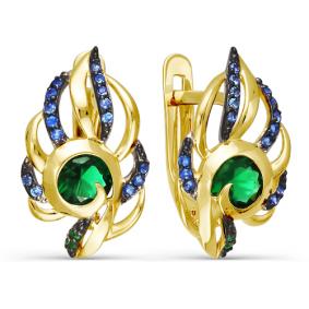 Серьги из лимонного золота КЮЗ Del'ta Dл123995 с кварцем и ювелирным кристаллом Dл123995 фото