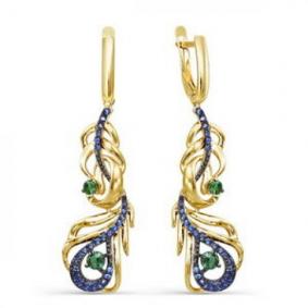 Серьги из лимонного золота КЮЗ Del'ta Dл124000 с фианитом Dл124000 фото