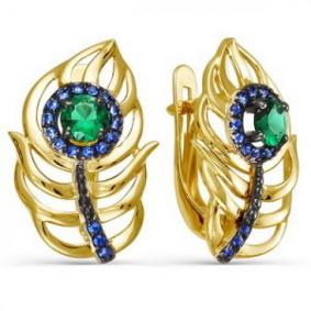 Серьги из лимонного золота КЮЗ Del'ta Dл124005 с фианитом Dл124005 фото