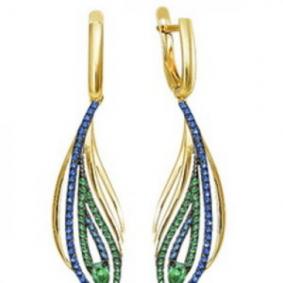 Серьги из лимонного золота КЮЗ Del'ta Dл124014 с фианитом Dл124014 фото