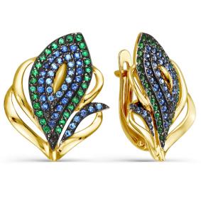 Золотые серьги КЮЗ Del'ta Dл124016 с фианитом Dл124016 фото