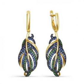 Серьги из лимонного золота КЮЗ Del'ta Dл124018 с фианитом Dл124018 фото