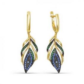 Серьги из лимонного золота КЮЗ Del'ta Dл124020 с фианитом Dл124020 фото