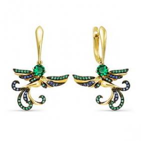 Серьги из лимонного золота КЮЗ Del'ta Dл124133 с фианитом Dл124133 фото