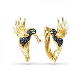 Серьги из лимонного золота КЮЗ Del'ta Dл124139 с фианитом Dл124139 фото