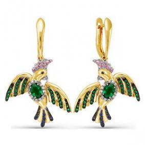 Серьги из лимонного золота КЮЗ Del'ta Dл124143 с фианитом Dл124143 фото