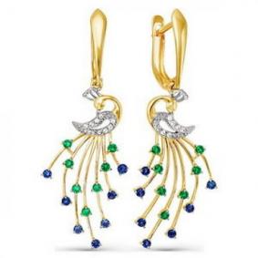 Серьги из лимонного золота КЮЗ Del'ta Dл124144 с фианитом Dл124144 фото