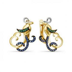 Серьги из лимонного золота КЮЗ Del'ta Dл124145 с фианитом Dл124145 фото