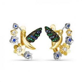 Серьги из лимонного золота КЮЗ Del'ta Dл124149 с фианитом Dл124149 фото