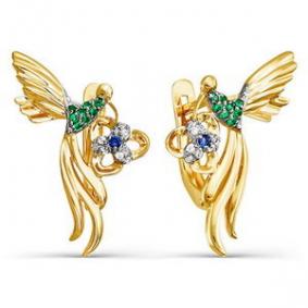 Серьги из лимонного золота КЮЗ Del'ta Dл124157 с фианитом и кварцем Dл124157 фото