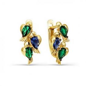 Серьги из лимонного золота КЮЗ Del'ta Dл124159 с фианитом Dл124159 фото