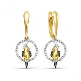 Серьги из лимонного золота КЮЗ Del'ta Dл124166 с фианитом и кварцем Dл124166 фото