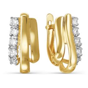 Золотые серьги КЮЗ Del'ta Dл124408 с фианитом Dл124408 фото