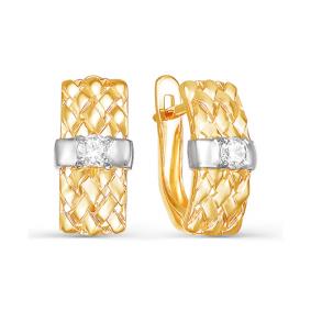 Золотые серьги КЮЗ Del'ta Dл124626 с фианитом Dл124626 фото