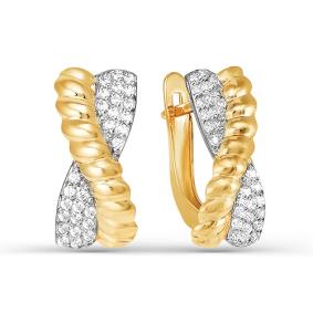 Серьги из лимонного золота КЮЗ Del'ta Dл124766 с фианитом Dл124766 фото