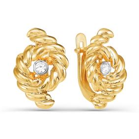 Золотые серьги КЮЗ Del'ta Dл124767 с фианитом Dл124767 фото