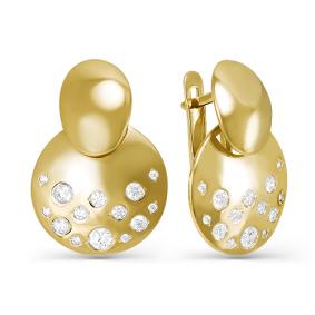 Золотые серьги КЮЗ Del'ta Dл125256 с фианитом Dл125256 фото