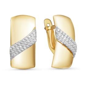 Золотые серьги КЮЗ Del'ta Dл125410 с фианитом Dл125410 фото