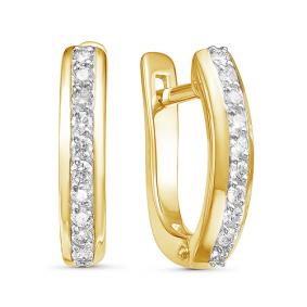 Золотые серьги КЮЗ Del'ta Dл125674 с фианитом Dл125674 фото
