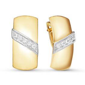 Золотые серьги КЮЗ Del'ta Dл125786 с фианитом Dл125786 фото